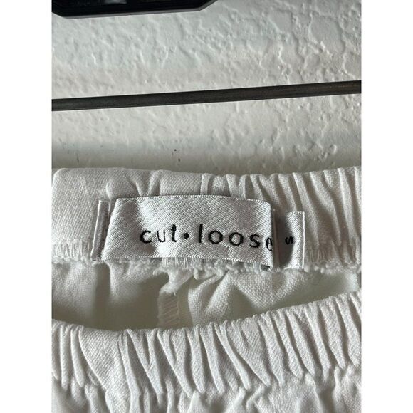 Cut Loose Linen Blend Pull-On Casual Ankle Pant Medium White Laganlook Coastal - Picture 7 of 9